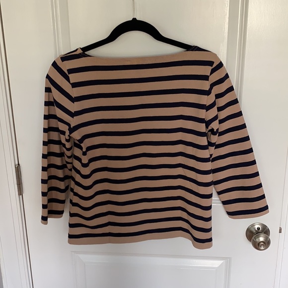 J Crew boatneck top NWT navy and tan - Picture 4 of 4
